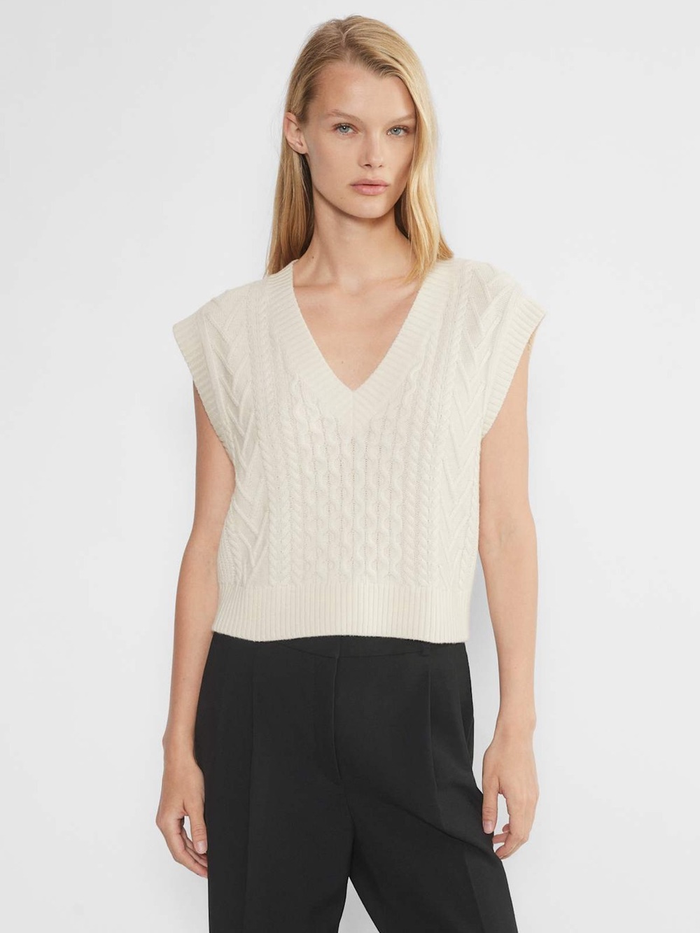 Aritzia Babaton Emporia Merino Wool Sweater Vest Size 2XS Light Birch Cream
